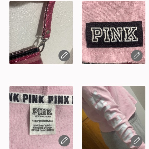 EUC VS Pink Hoodie XS+VS Stripe sparkle✨ wallet+slouch socks🧦NEW - Picture 10 of 16